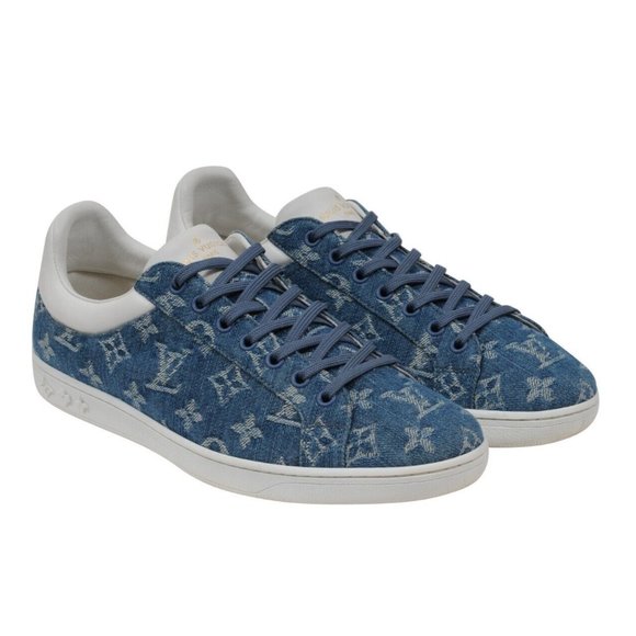 Louis Vuitton Mens Luxembourg Sneakers US7.5 LV6.5 Blue Monogram Denim Trainer - Picture 1 of 10